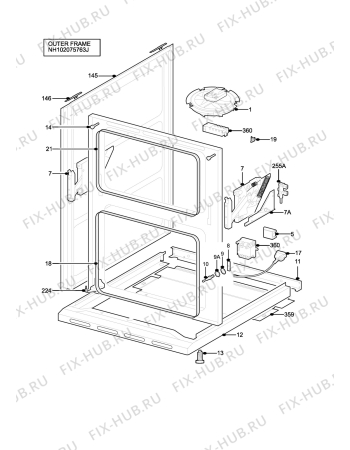 Взрыв-схема плиты (духовки) Tricity Bendix SG552/1DWN - Схема узла H10 Outer Frame